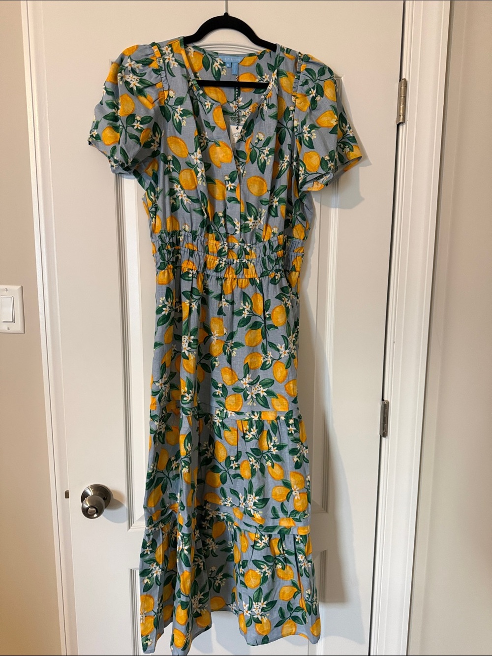 Draper James Lemon-Print Maxi Dress in Yellow and Green